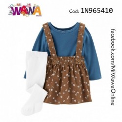 [G0] Set Faldita marrón flores