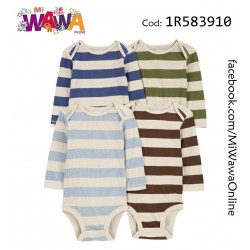 [E2] 4pz ML blanco rayas