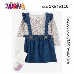 [X1] 3pz Pantys faldita denim